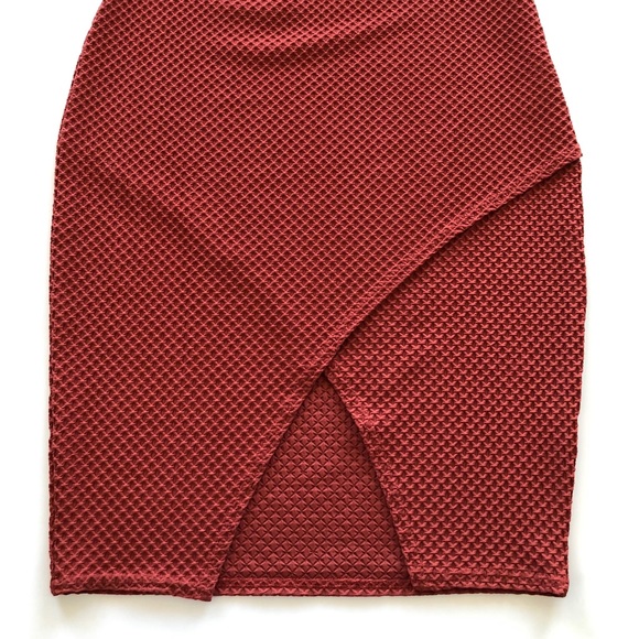 Missguided Textured Wrap Front Midi Skirt Rust - Picture 7 of 9